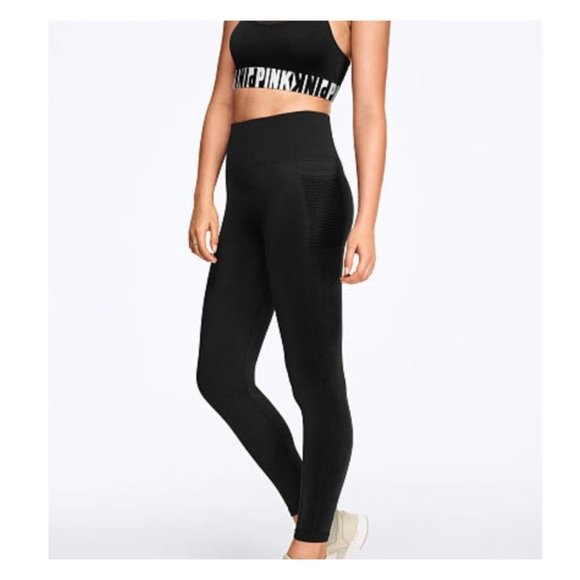 PINK Victoria's Secret Pants - PINK Victoria's Secret Cool & Comfy Black Leggings Size L Ribbed